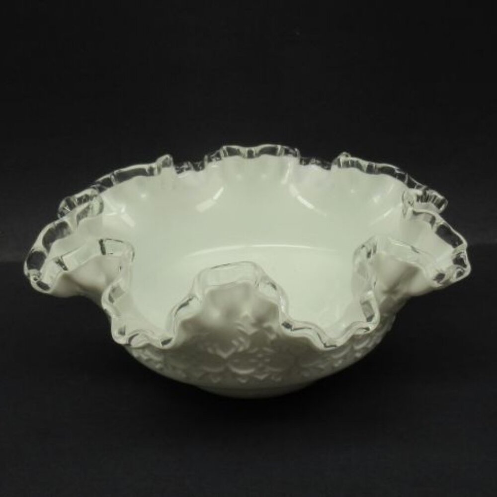 Fenton Art Glass Silver Crest SPANISH LACE 10 Inch Ruffled Edge Bowl